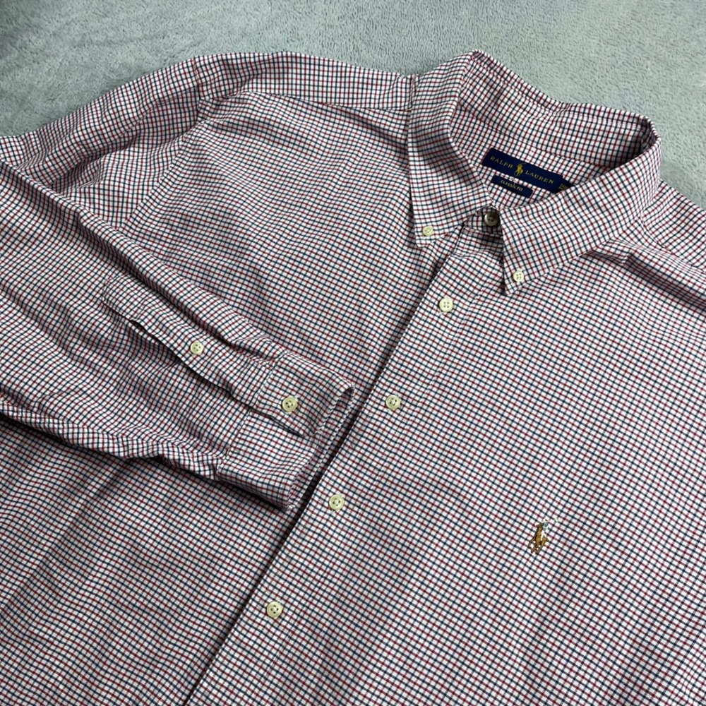 Ralph Lauren Mens 3XB Big Classic Fit Button Down Shirt Red Blue Check